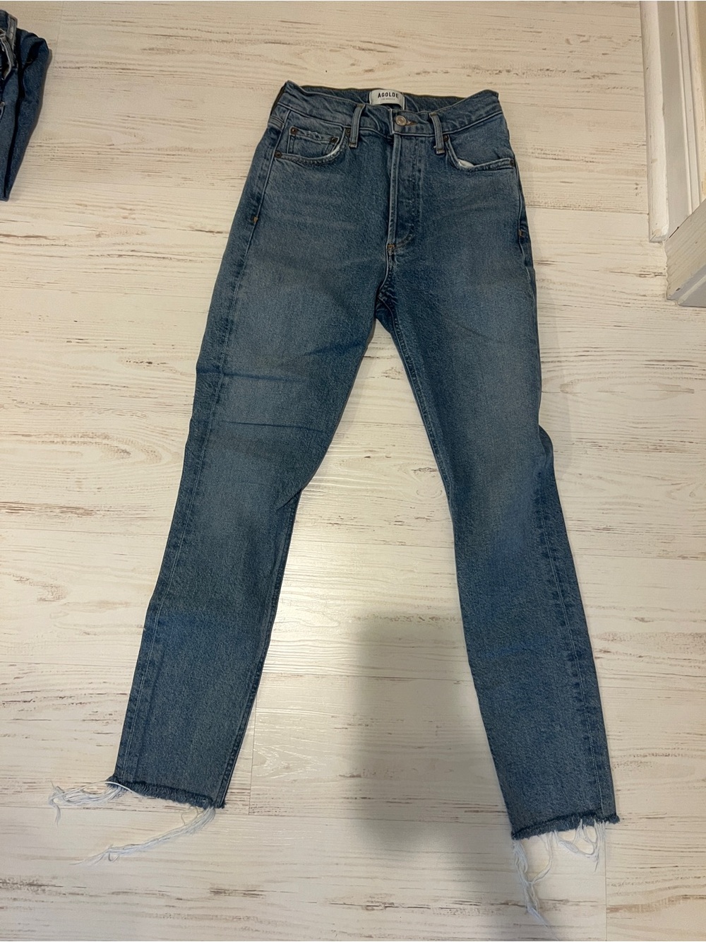AGOLDE Nico High-Rise Slim Straight Jeans in Blue Size 23